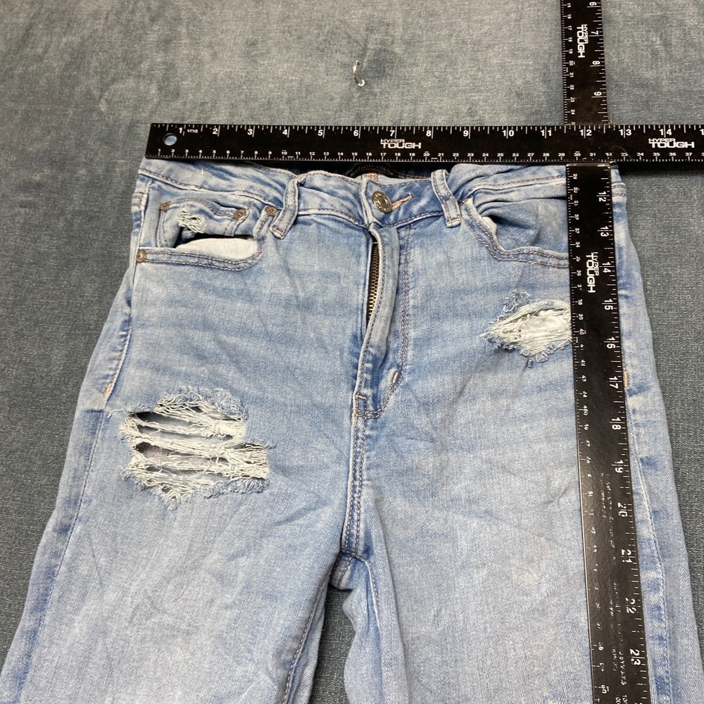 American Eagle Outfitters Flare Jeans Womens 6 Blue Stretch Mid Rise Distressed - Picture 6 of 16